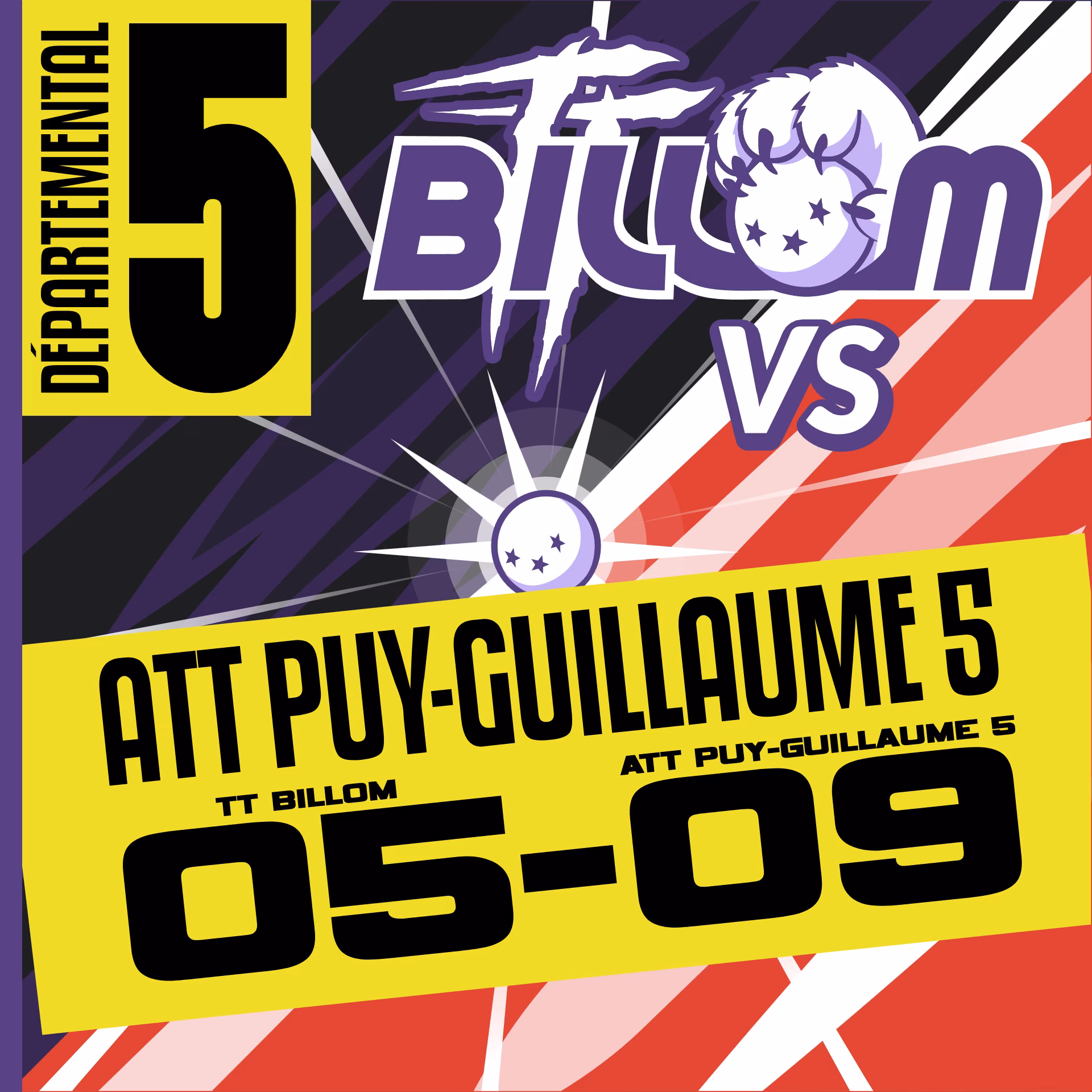 Score du match : D5 TT Billom 5-9 ATT Puy-Guillaume 5